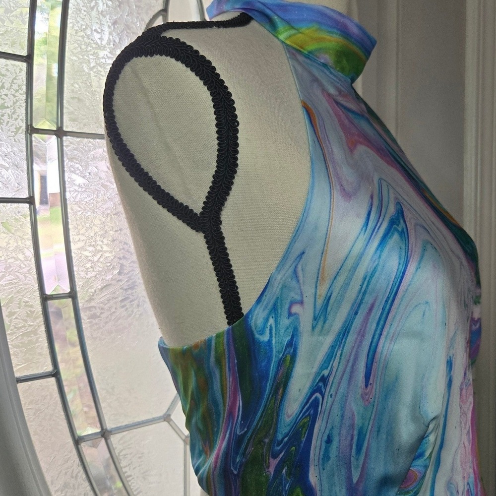 Sigrid Olsen Halter Top Marble Print Colorful Artsy Boho Small - Picture 3 of 6